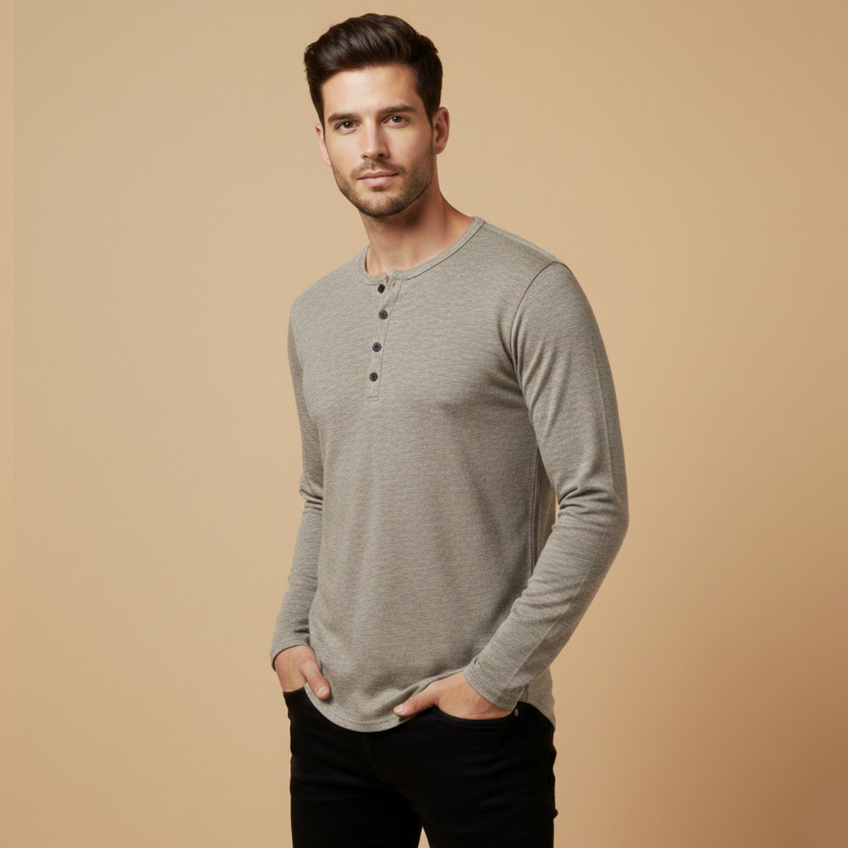 The Berkshire Men’s Casual Button Neck Henley Cotton T-Shirt