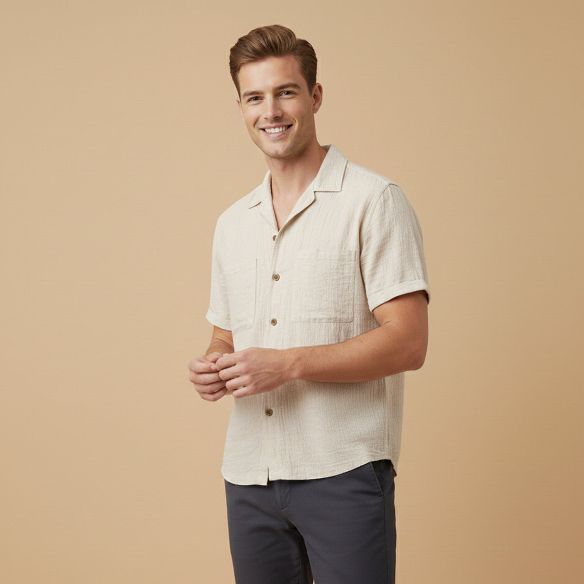 The Mayfair Men’s Relaxed Fit Textured Linen Blend Shirt