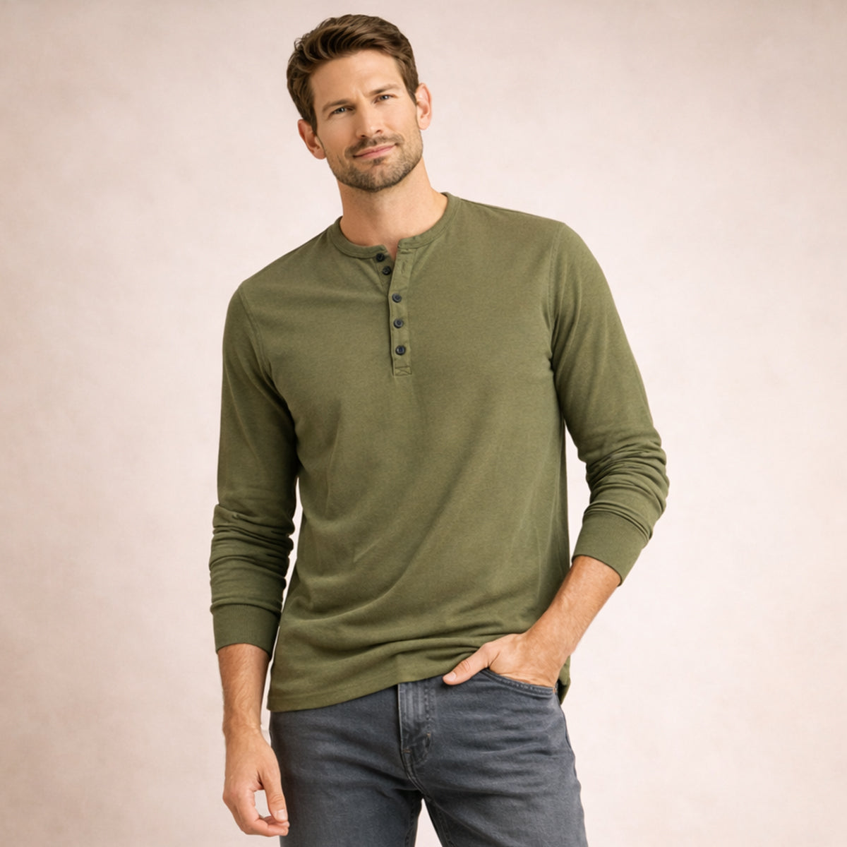 The Meadowcrest Hill Men’s Breathable Cotton Blend Henley Shirt