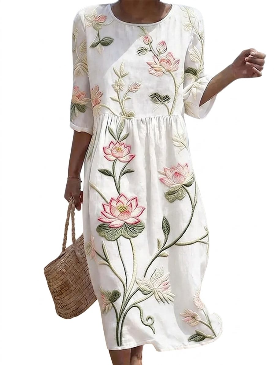 Solène - Women's Casual Dress with Floral Pattern.