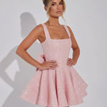 Victoria Sparkling Mini Dress with Paillette Bow – view 2